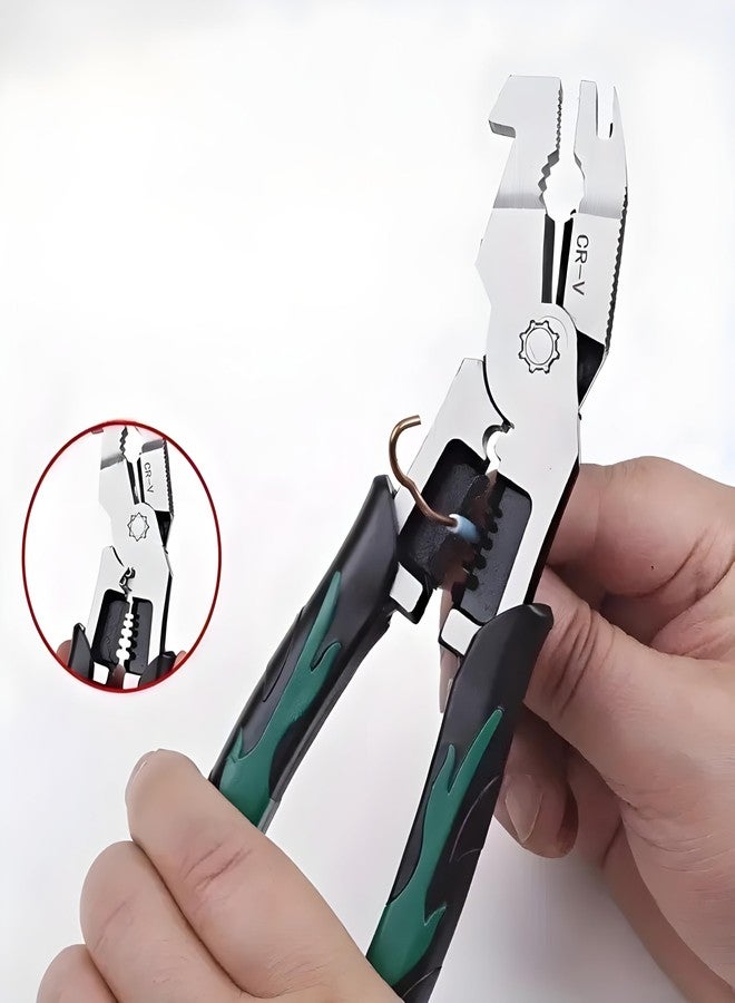 XBEY Heavy-Duty Multi-Purpose Ammonium Steel Pliers with Non-Slip Jaws & Handle - Corrosion-Resistant, Sturdy Construction for Cutting, Shearing, Stripping, Tightening (Heavy Duty Green Plier) - Image 2